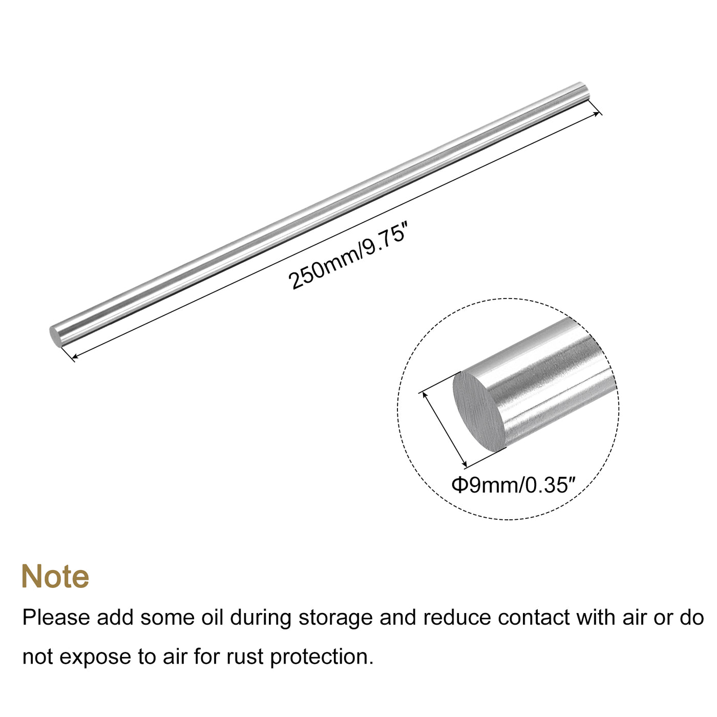 Harfington Round Steel Rod, Lathe Bar Stock Tool, for Shaft Gear,DIY Craft,9 x 250mm