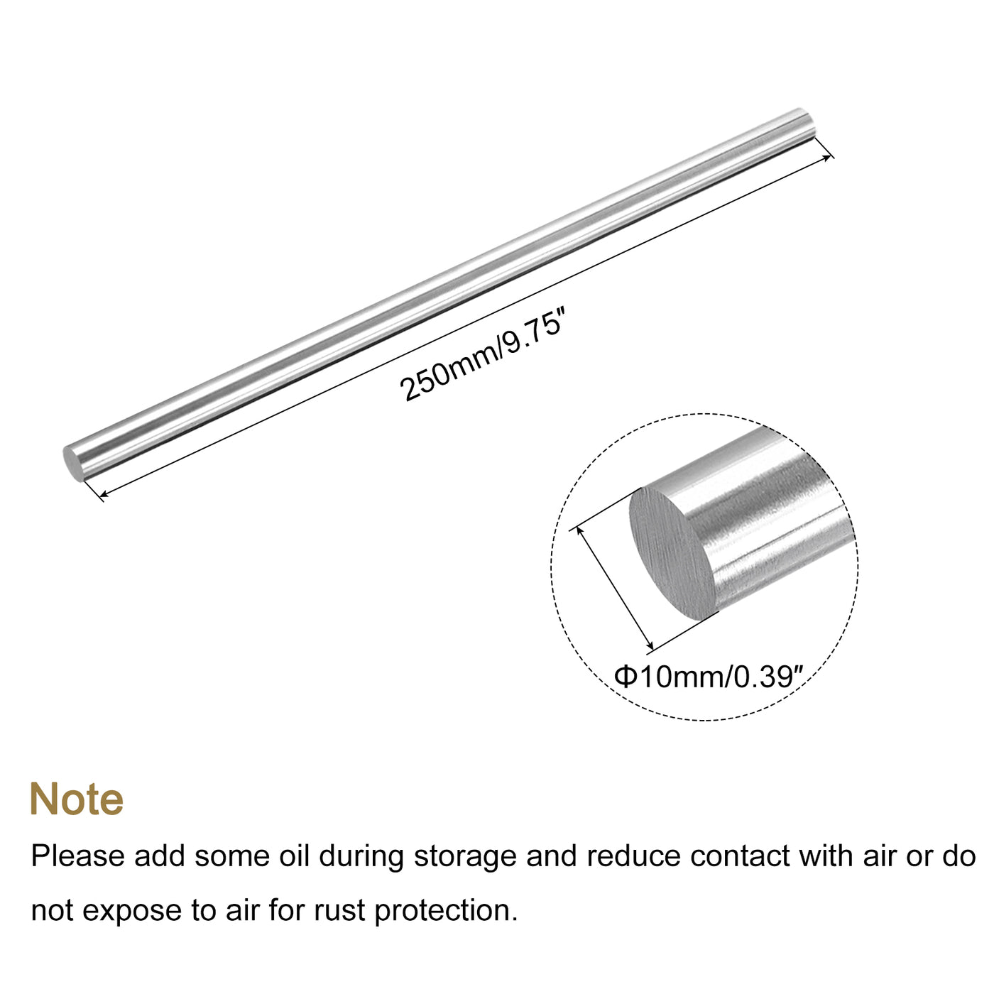 Harfington Round Steel Rod, Lathe Bar Stock Tool, for Shaft Gear,DIY Craft,10 x 250mm