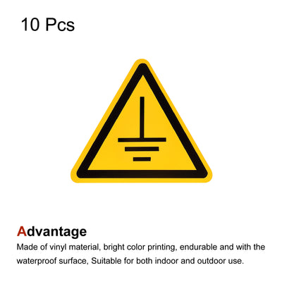 Harfington Triangle Pay Attention to Grounding Warning Sign Self Adhesive 20mm 10Pcs