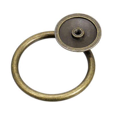 Harfington Uxcell 4Pcs Round Ring Pulls Drawers Knobs Bronze for Dresser Cupboard Wardrobe