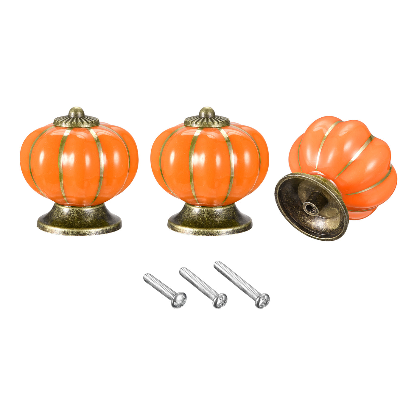 uxcell Uxcell Ceramic Drawer Knobs 6Pcs Pumpkin Handles Pulls 40mm Dia. W Screws Orange