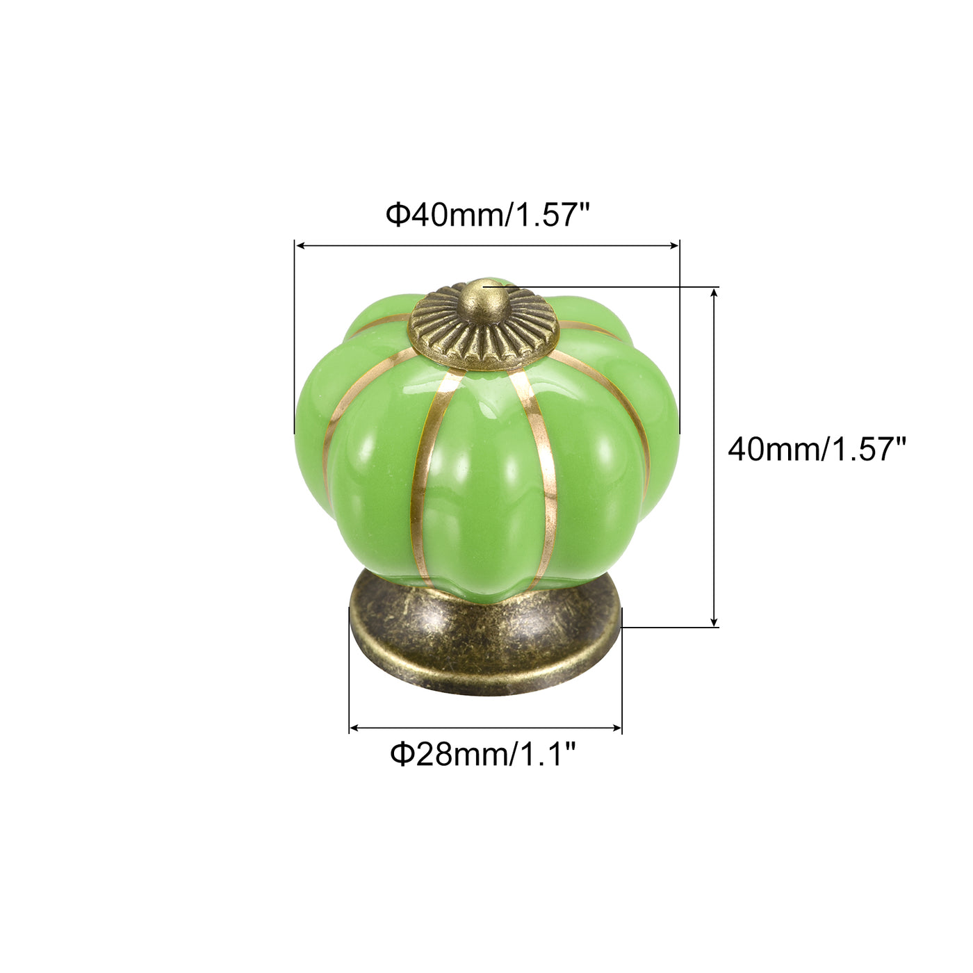 uxcell Uxcell Ceramic Drawer Knobs 3Pcs Pumpkin Handles Pulls 40mm Dia. W Screws Green