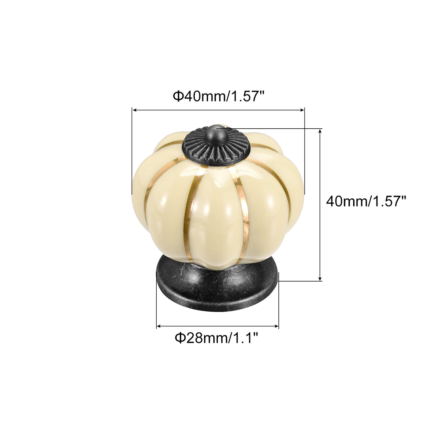 uxcell Uxcell Ceramic Drawer Knobs 6Pcs Pumpkin Handles Pulls 40mm Dia. W Screws Creamy White