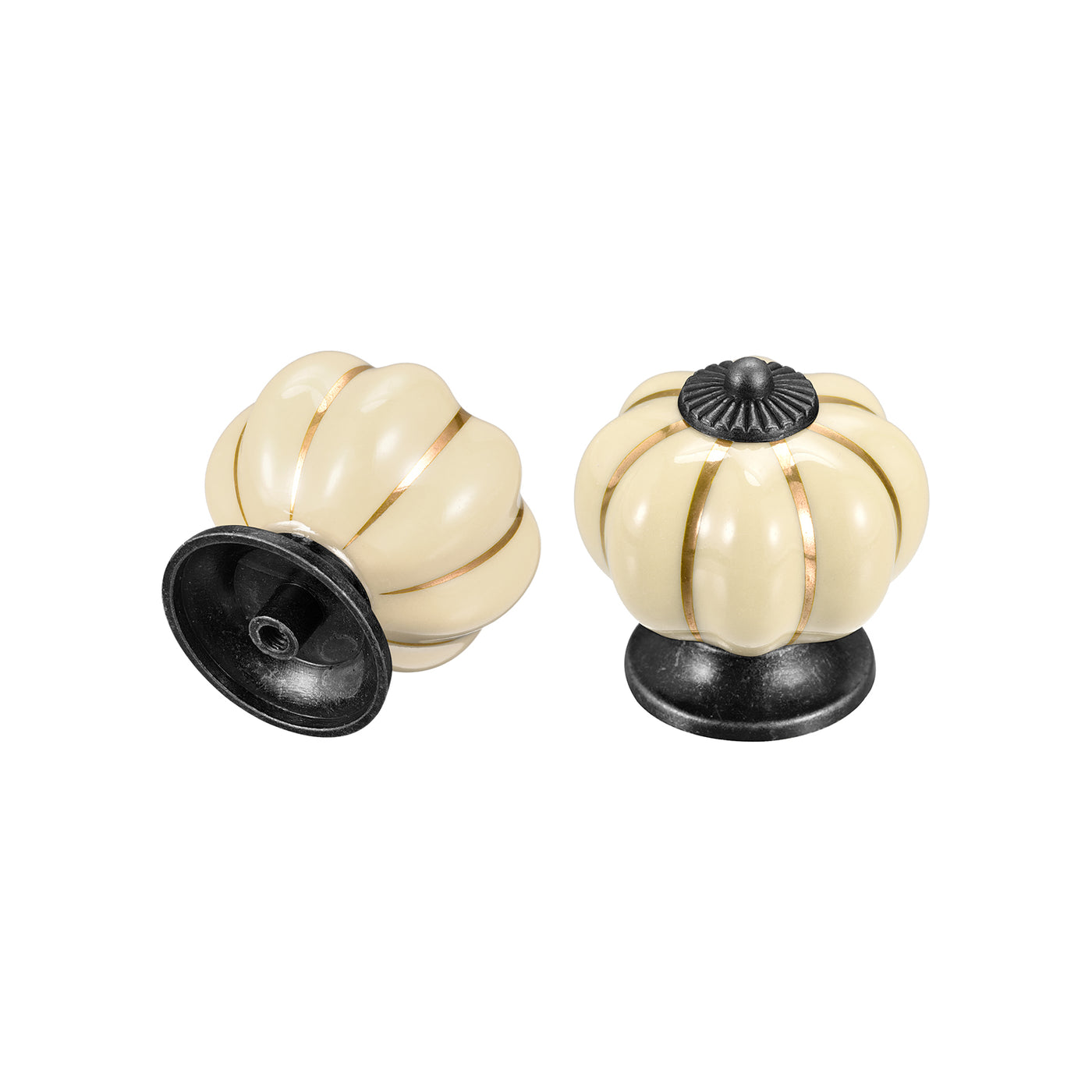 uxcell Uxcell Ceramic Drawer Knobs 6Pcs Pumpkin Handles Pulls 40mm Dia. W Screws Creamy White