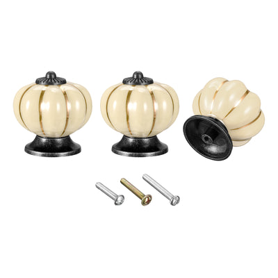 uxcell Uxcell Ceramic Drawer Knobs 6Pcs Pumpkin Handles Pulls 40mm Dia. W Screws Creamy White