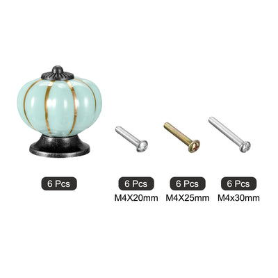 Harfington Uxcell Ceramic Drawer Knobs 6Pcs Pumpkin Handles Pulls 40mm Dia. W Screws Pink Blue