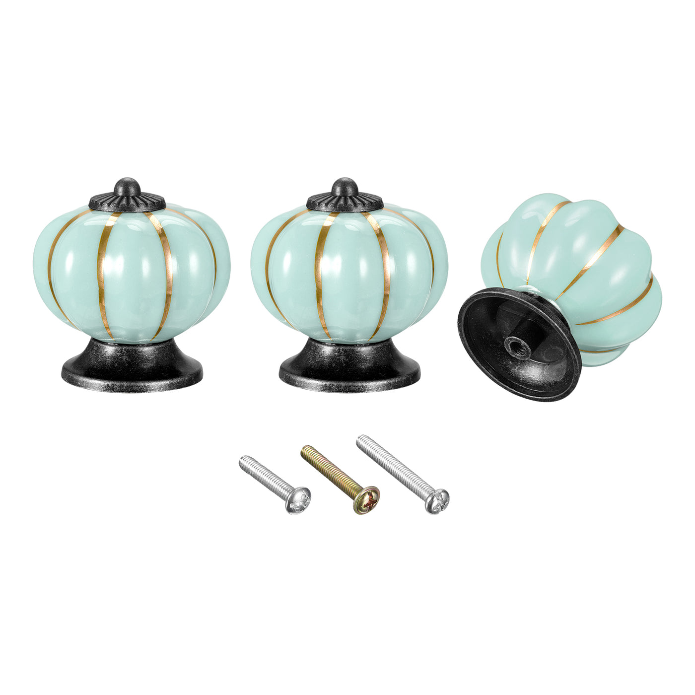 uxcell Uxcell Ceramic Drawer Knobs 6Pcs Pumpkin Handles Pulls 40mm Dia. W Screws Pink Blue