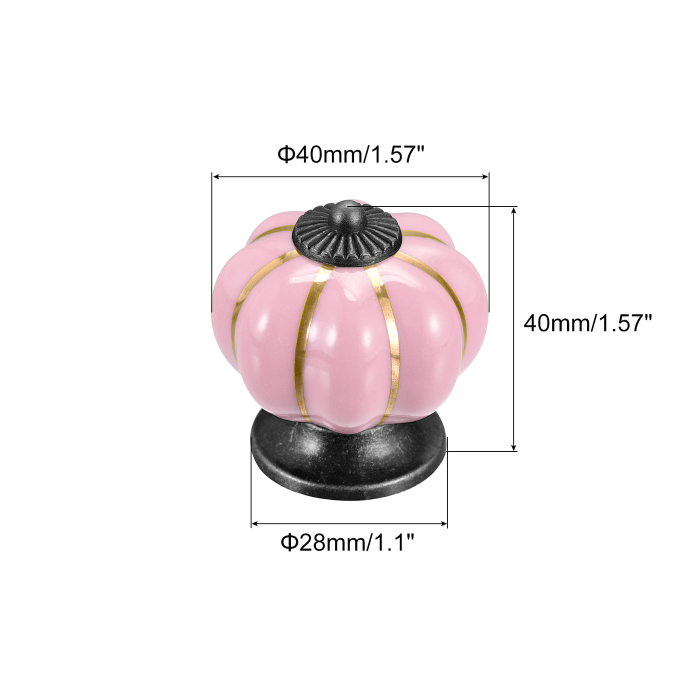 uxcell Uxcell Ceramic Drawer Knobs 3Pcs Pumpkin Handles Pulls 40mm Dia. W Screws Pink