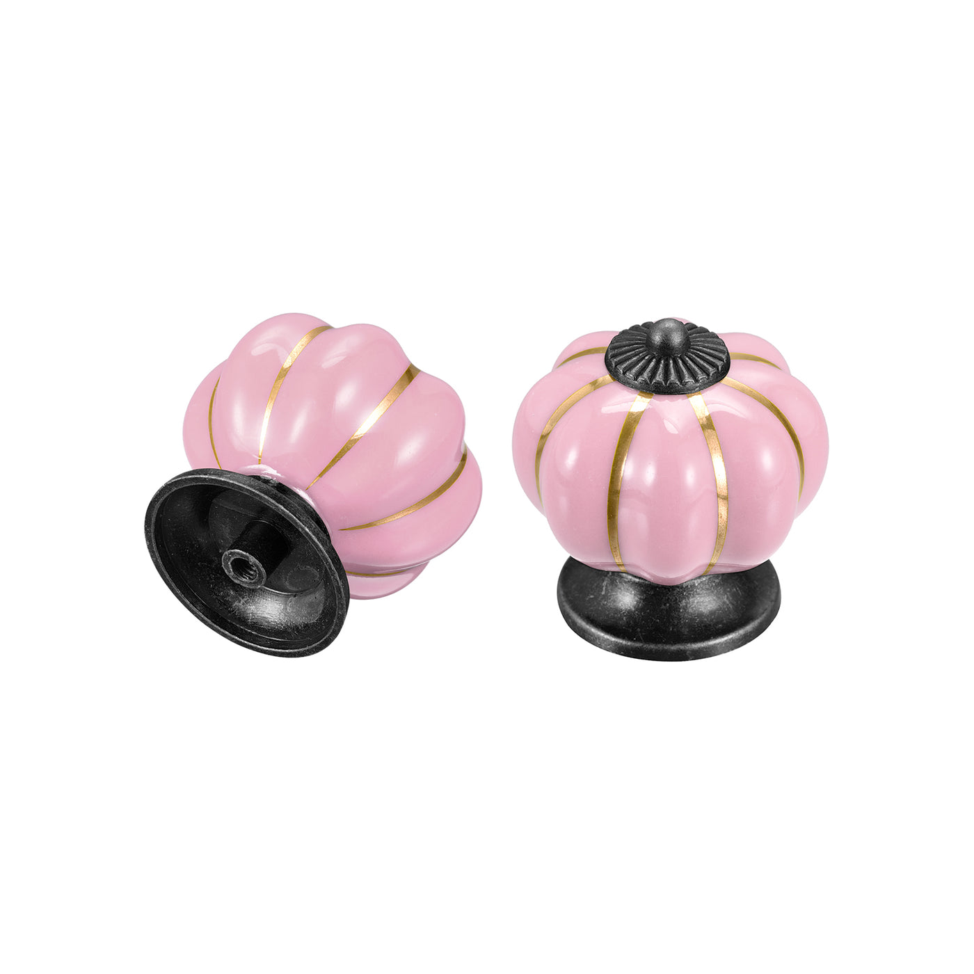 uxcell Uxcell Ceramic Drawer Knobs 3Pcs Pumpkin Handles Pulls 40mm Dia. W Screws Pink