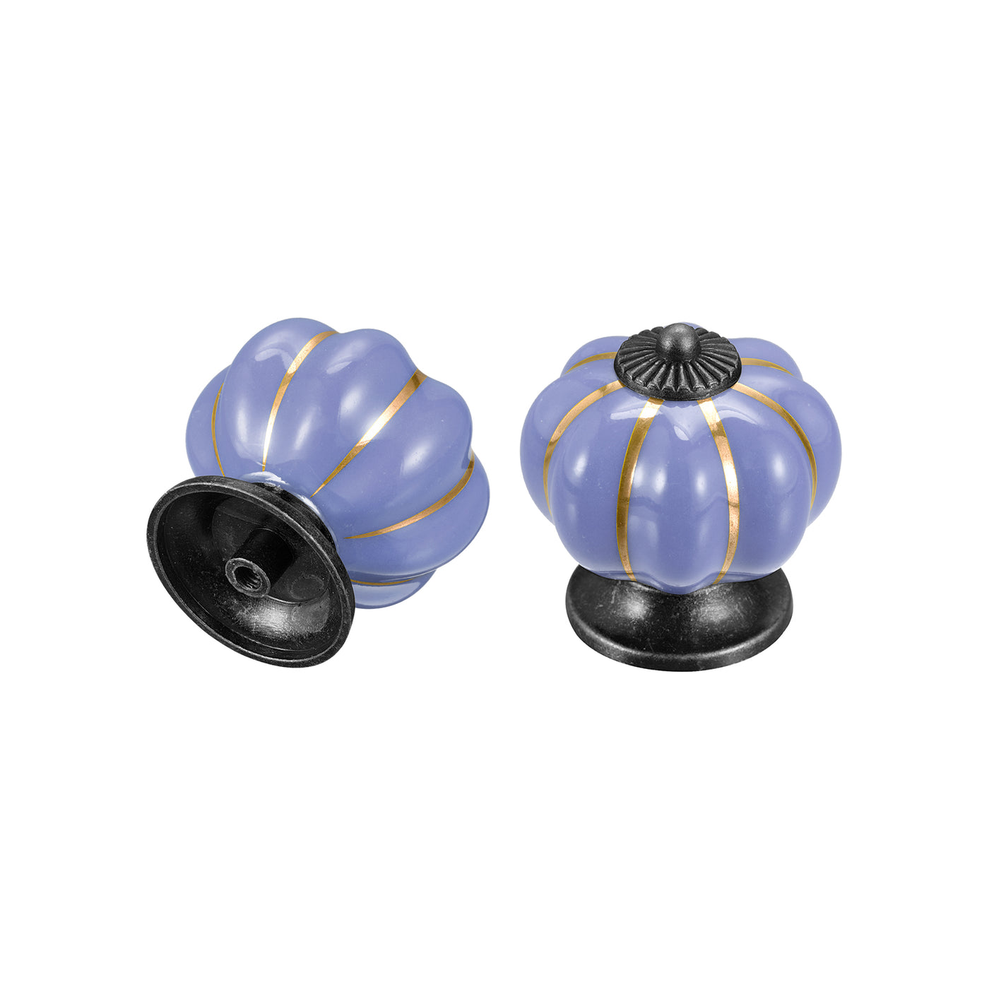 uxcell Uxcell Ceramic Drawer Knobs 3Pcs Pumpkin Handles Pulls 40mm Dia. W Screws Deep Blue