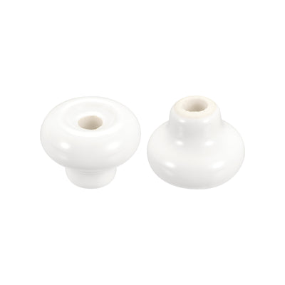 Harfington Uxcell Ceramic Drawer Knobs, 2Pcs 32mm/1.26" Dia. Knob, W Base and Screws, White