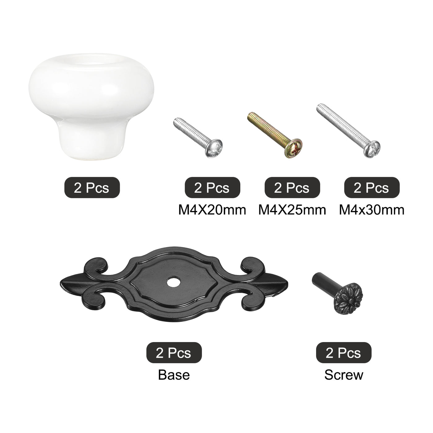 uxcell Uxcell Ceramic Drawer Knobs, 2Pcs 32mm/1.26" Dia. Knob, W Base and Screws, Matte White