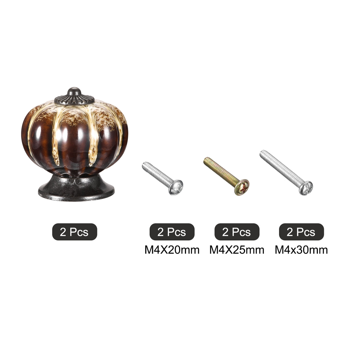 uxcell Uxcell Ceramic Drawer Knobs 2Pcs Pumpkin Handles Pulls 40mm Dia. W Screws Stripe White