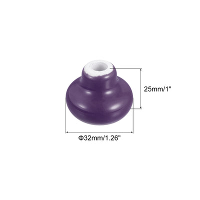 Harfington Uxcell Ceramic Drawer Knobs, 6Pcs Round Shape Pulls 32mm W Screws Nuts, Purple