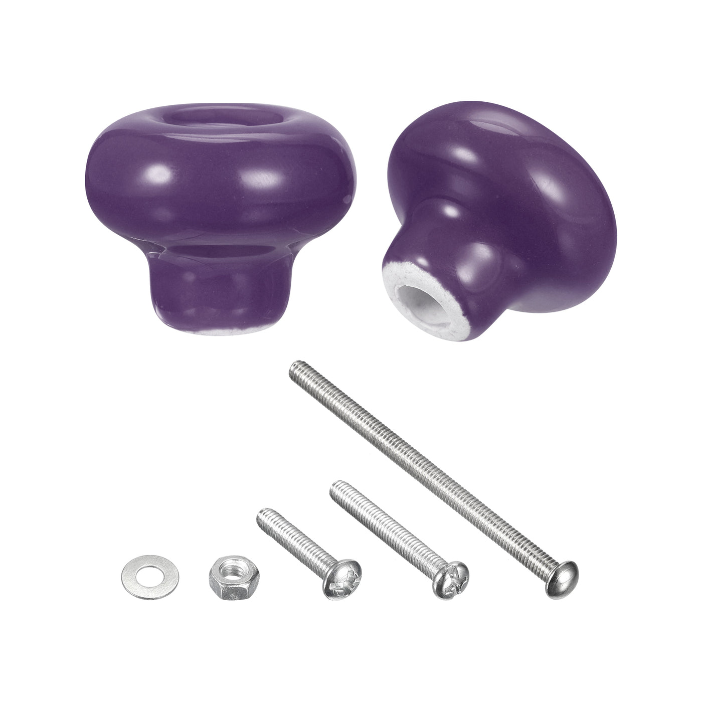 uxcell Uxcell Ceramic Drawer Knobs, 6Pcs Round Shape Pulls 32mm W Screws Nuts, Purple