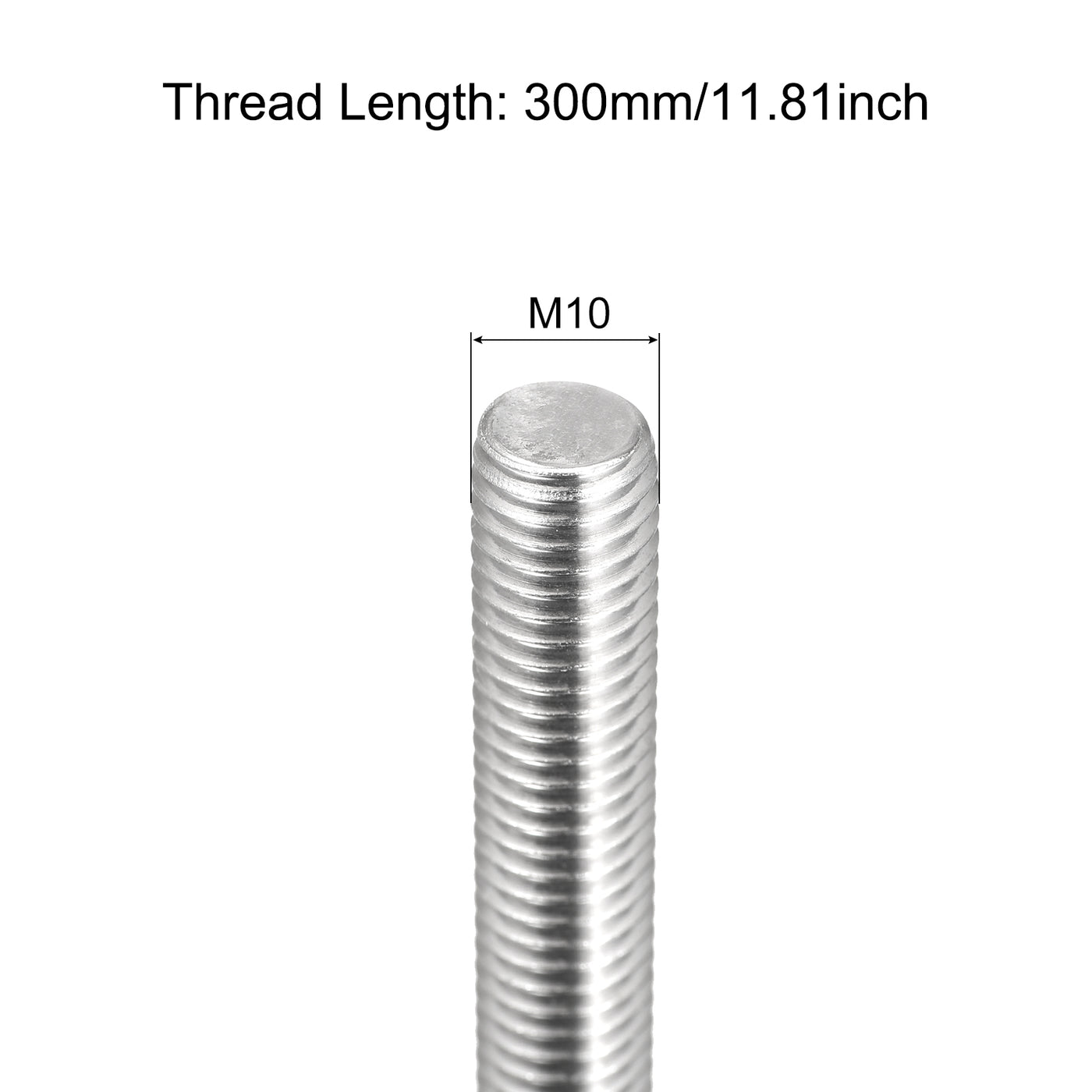 Harfington Vollgewindestange M10 x 300mm 1,5mm Gewindesteigung Edelstahl 304 Rechtsgewindestangen Stangenbolzen