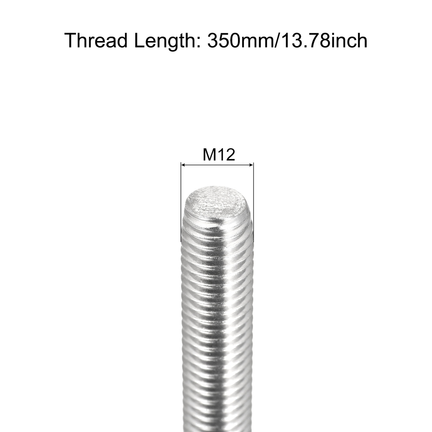 Harfington Vollgewindestange M12 x 350mm 1,75mm Gewindesteigung Edelstahl 304 Rechtsgewindestangen Stangenbolzen