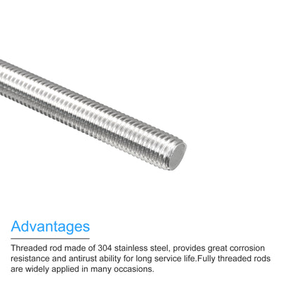 Harfington Vollgewindestange M12 x 350mm 1,75mm Gewindesteigung Edelstahl 304 Rechtsgewindestangen Stangenbolzen