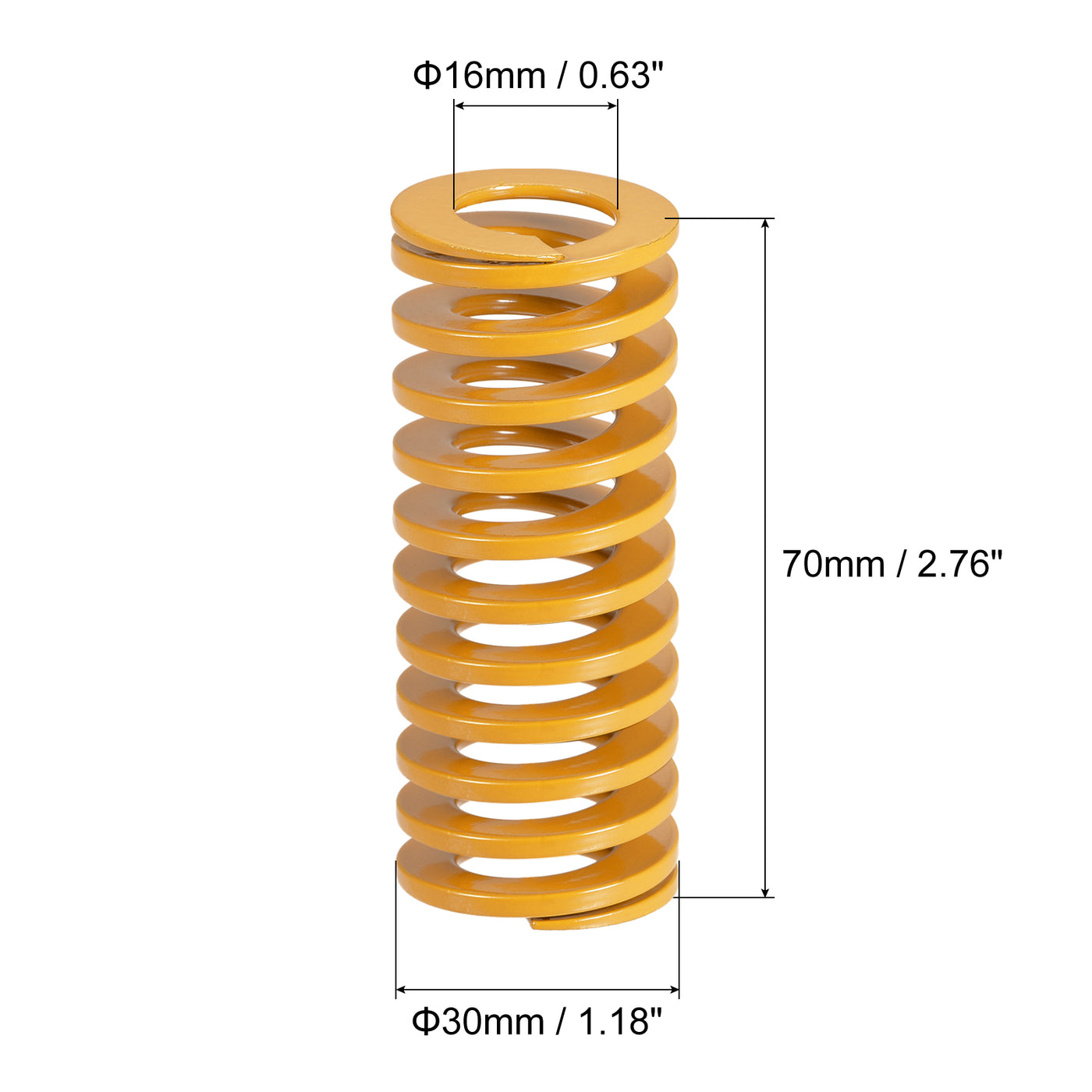 uxcell Uxcell Die Spring, 4pcs 30mm OD 70mm Long Spiral Stamping Light Load, Yellow