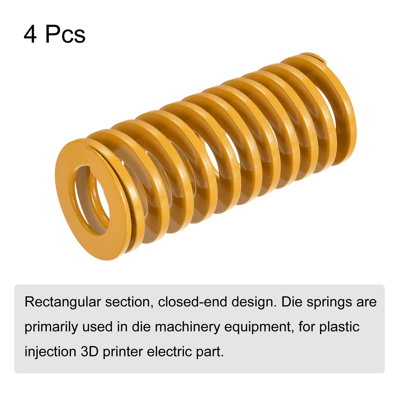 uxcell Uxcell Die Spring, 4pcs 30mm OD 70mm Long Spiral Stamping Light Load, Yellow