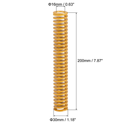 Harfington Uxcell Die Spring, 4pcs 30mm OD 200mm Long Spiral Stamping Light Load, Yellow