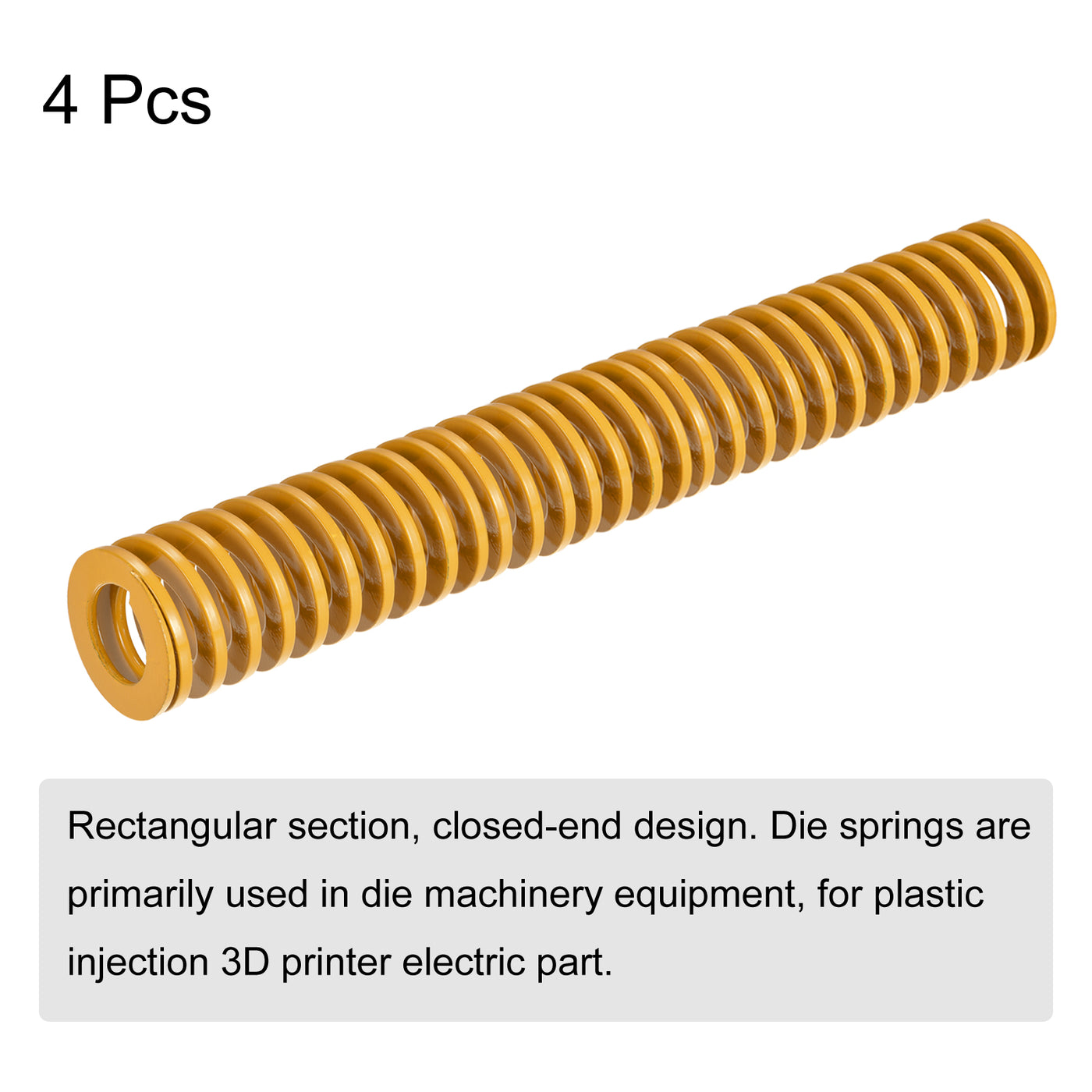 uxcell Uxcell Die Spring, 4pcs 30mm OD 200mm Long Spiral Stamping Light Load, Yellow