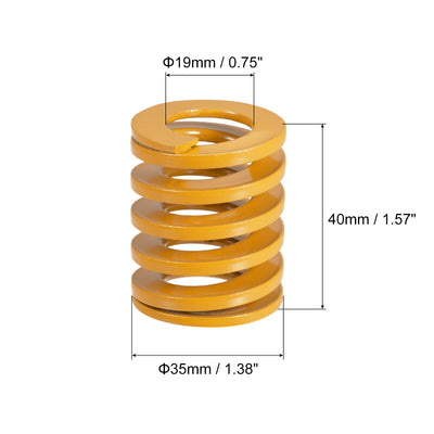 Harfington Uxcell Die Spring, 2pcs 35mm OD 40mm Long Spiral Stamping Light Load, Yellow