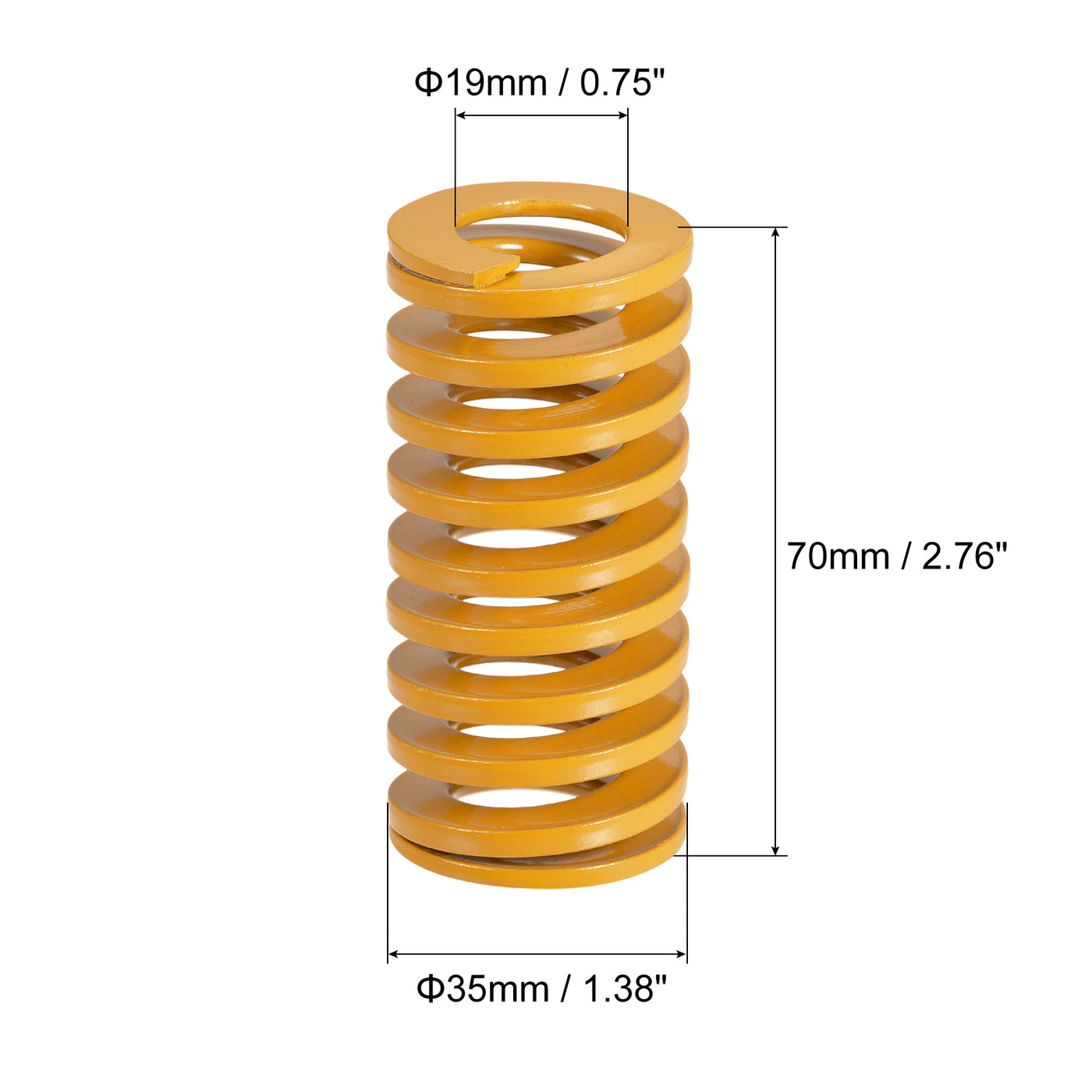 uxcell Uxcell Die Spring, 35mm OD 70mm Long Spiral Stamping Light Load, Yellow