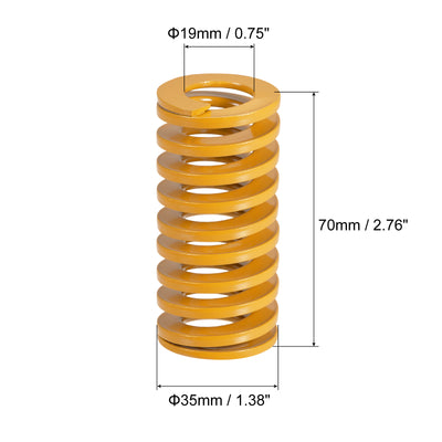 Harfington Uxcell Die Spring, 35mm OD 70mm Long Spiral Stamping Light Load, Yellow