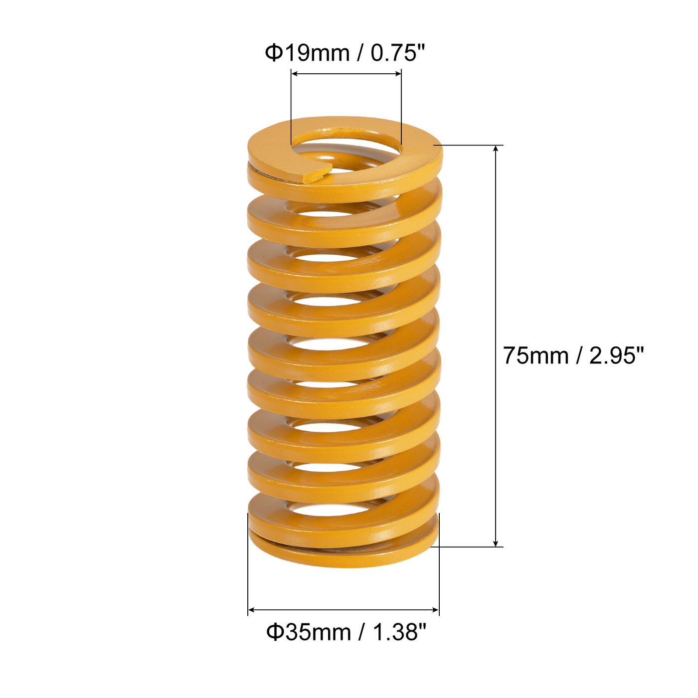 uxcell Uxcell Die Spring, 35mm OD 75mm Long Spiral Stamping Light Load, Yellow