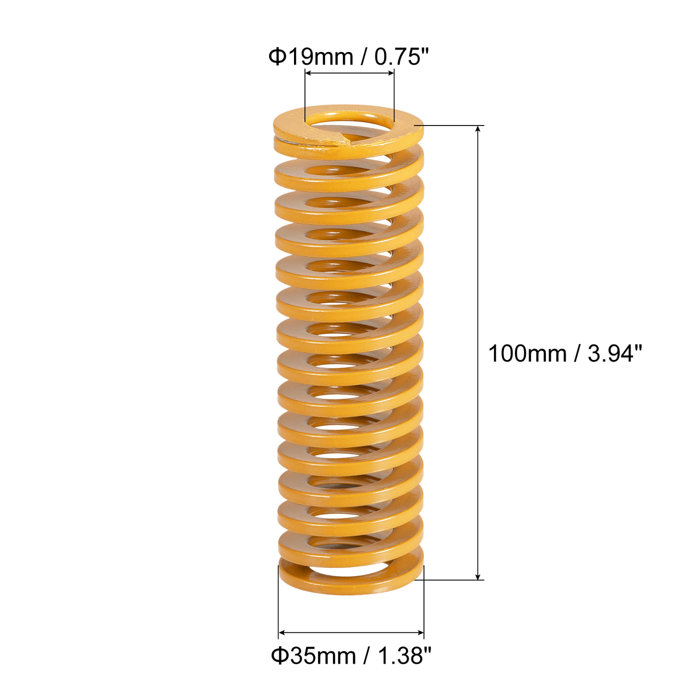 uxcell Uxcell Die Spring, 4pcs 35mm OD 100mm Long Spiral Stamping Light Load, Yellow