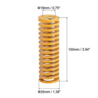 Harfington Uxcell Die Spring, 4pcs 35mm OD 100mm Long Spiral Stamping Light Load, Yellow