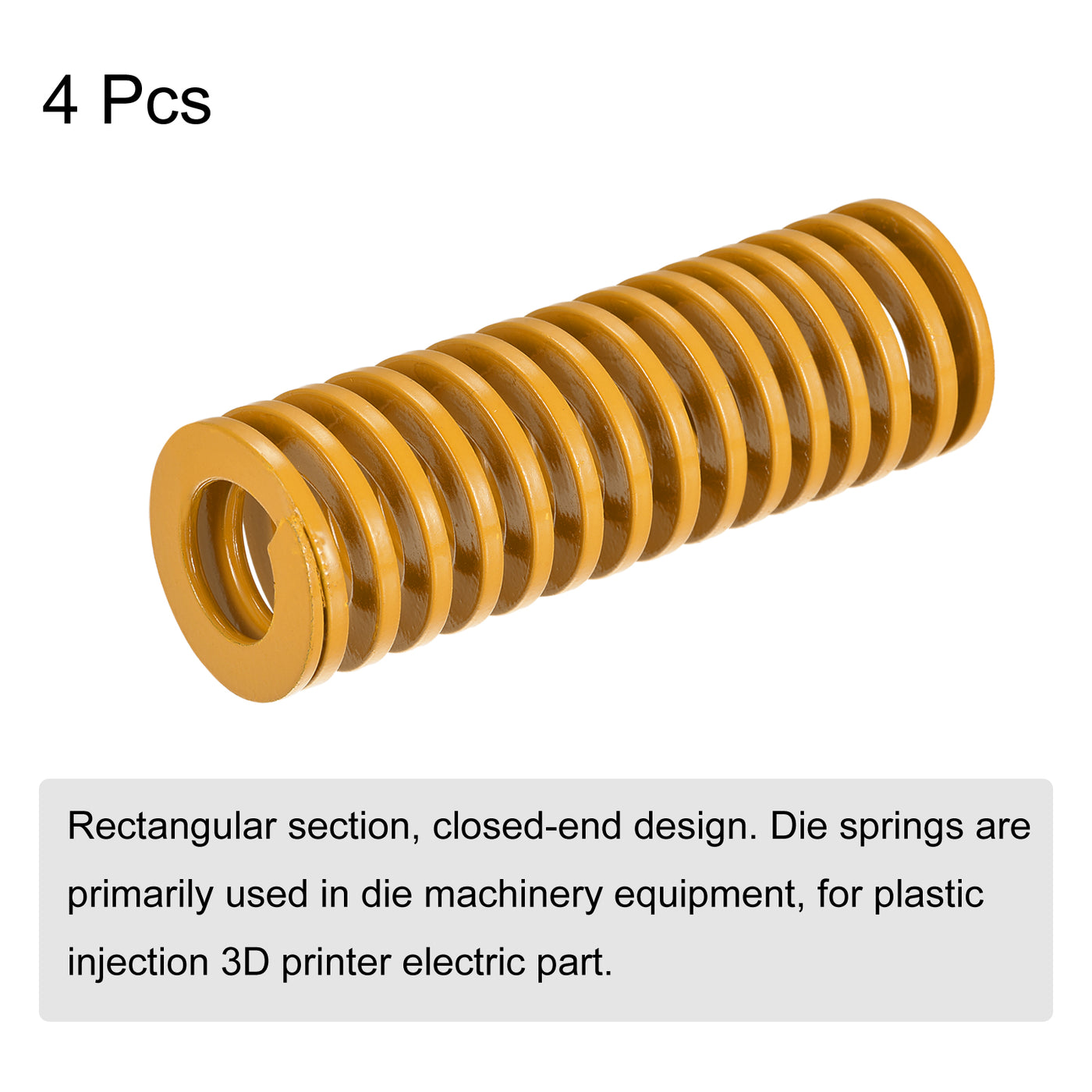 uxcell Uxcell Die Spring, 4pcs 35mm OD 100mm Long Spiral Stamping Light Load, Yellow