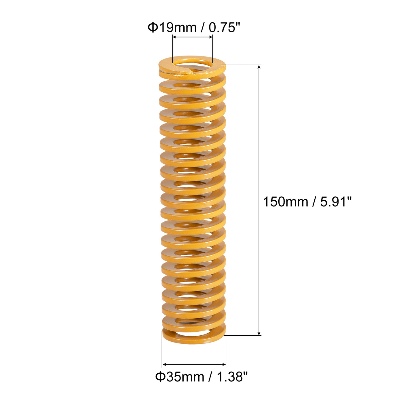 uxcell Uxcell Die Spring, 35mm OD 150mm Long Spiral Stamping Light Load, Yellow