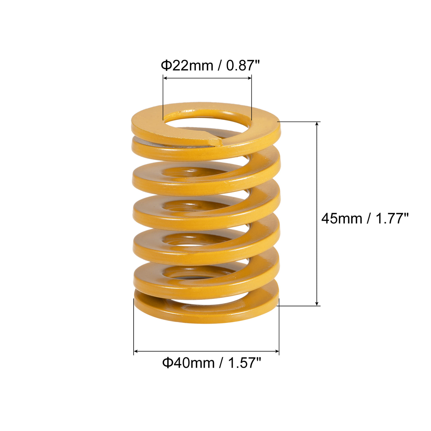 uxcell Uxcell Die Spring, 40mm OD 45mm Long Spiral Stamping Light Load, Yellow