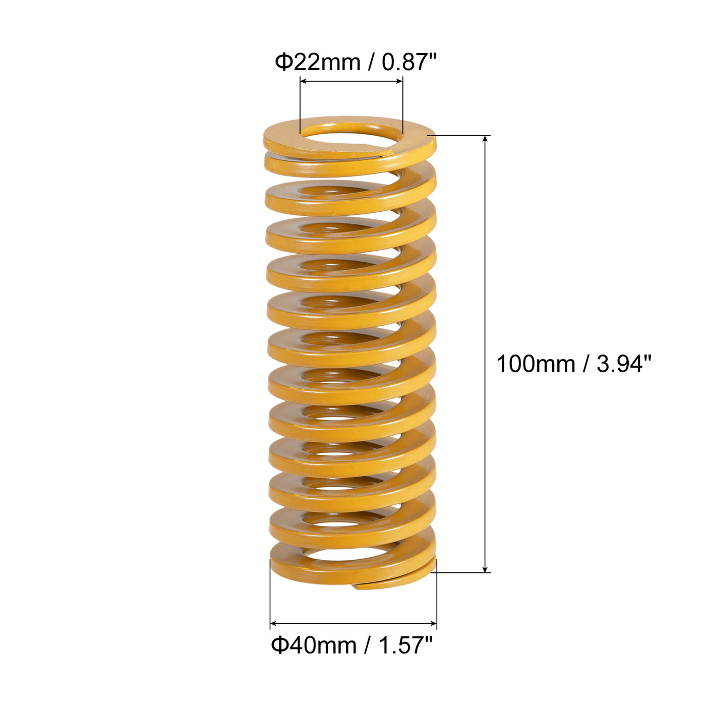 uxcell Uxcell Die Spring, 40mm OD 100mm Long Spiral Stamping Light Load, Yellow