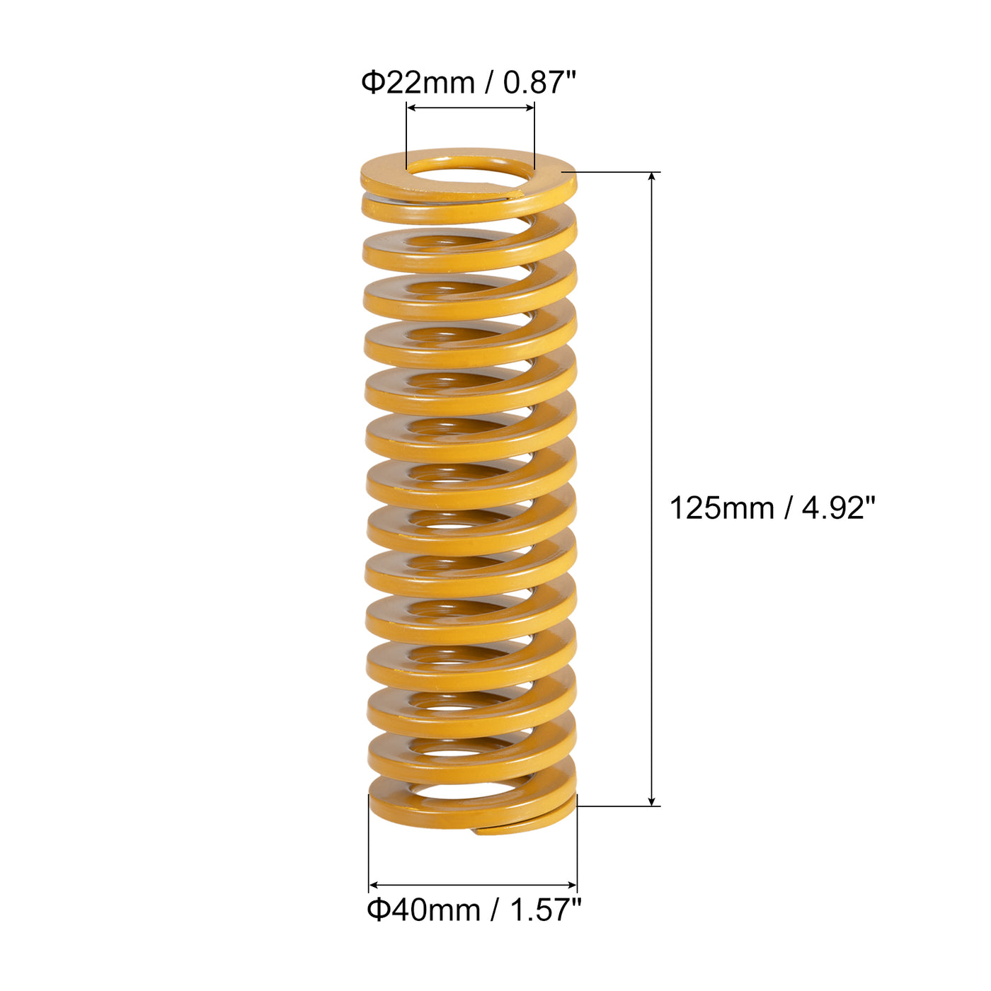 uxcell Uxcell Die Spring, 40mm OD 125mm Long Spiral Stamping Light Load, Yellow