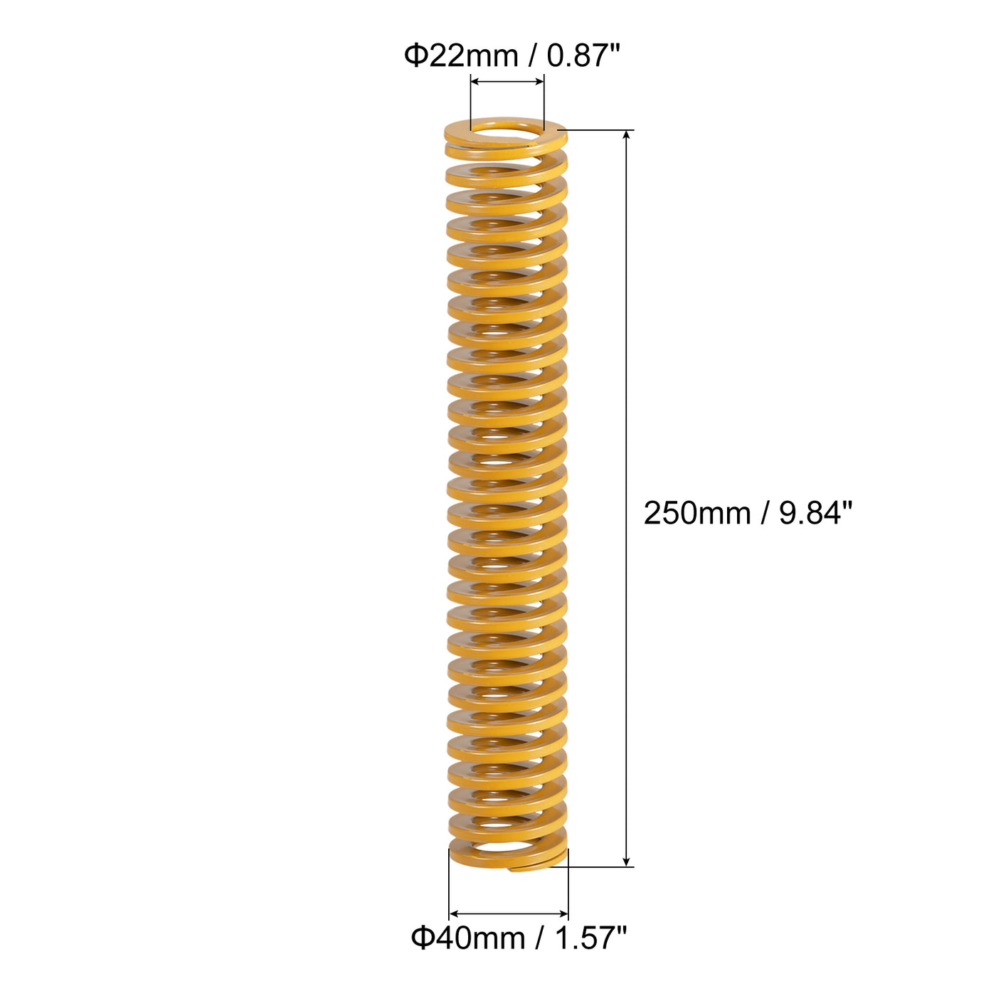 uxcell Uxcell Die Spring, 40mm OD 250mm Long Spiral Stamping Light Load, Yellow