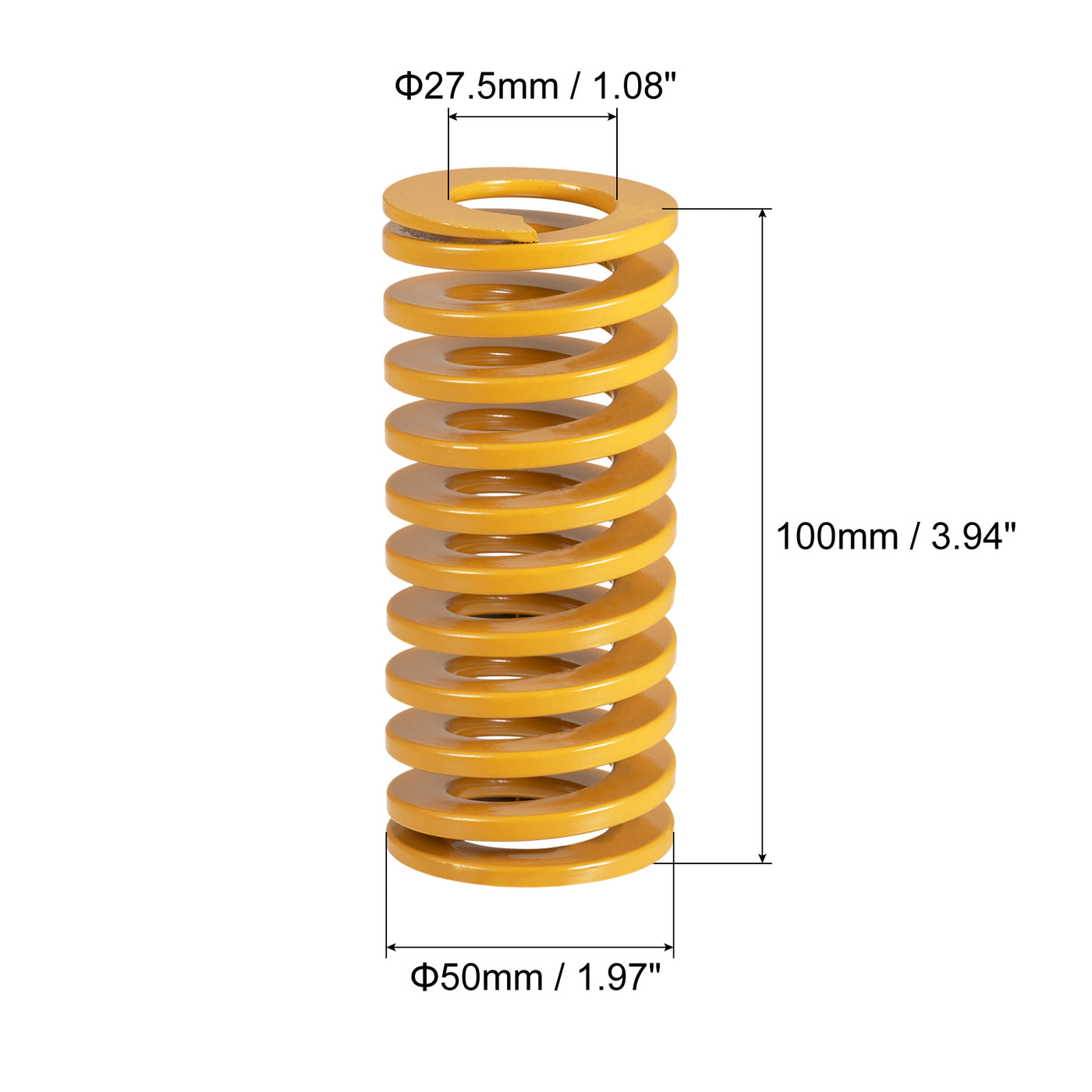 uxcell Uxcell Die Spring, 50mm OD 100mm Long Spiral Stamping Light Load, Yellow