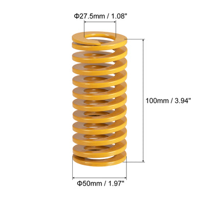 uxcell Uxcell Die Spring, 50mm OD 100mm Long Spiral Stamping Light Load, Yellow