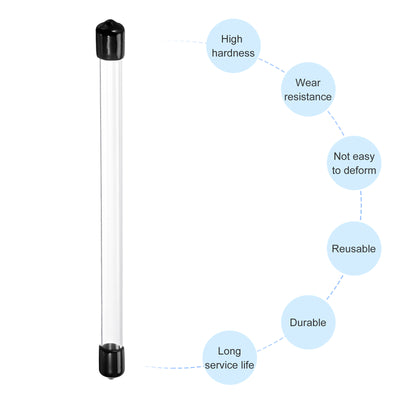 Harfington Clear Rigid Tube Round Plastic Tubing with Black Rubber Caps Polycarbonate Water Pipe, 305mm/ 12 Inch Length, 8mmx10mm/0.31"x0.4", 2 Set