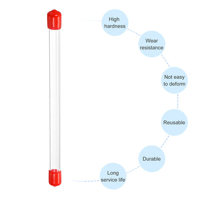 Harfington Clear Rigid Tube Round Plastic Tubing with Red Rubber Caps Polycarbonate Water Pipe, 305mm/ 12 Inch Length, 9mmx10mm/0.35"x0.4", 2 Set