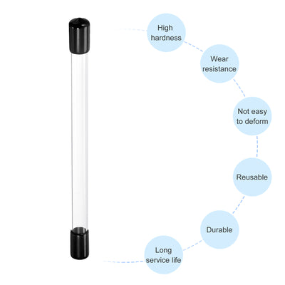 Harfington Clear Rigid Tube Round Plastic Tubing with Black Rubber Caps Polycarbonate Water Pipe, 305mm/ 12 Inch Length, 11mmx12mm/0.43"x0.47", 2 Set