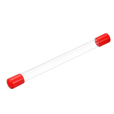 Harfington Clear Rigid Tube Round Plastic Tubing with Red Rubber Caps Polycarbonate Water Pipe, 305mm/ 12 Inch Length, 14mmx15mm/0.55"x0.6", 1 Set