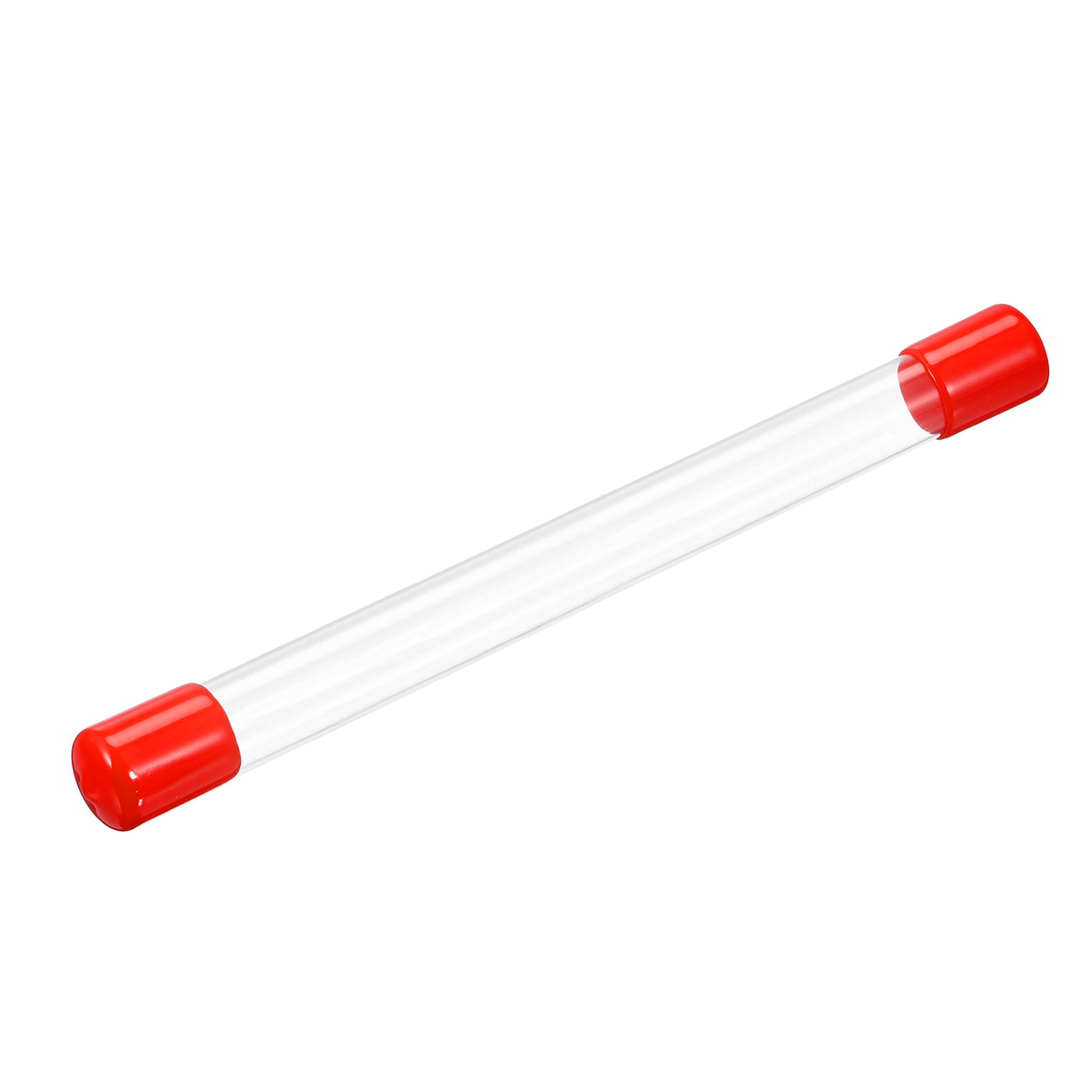 Harfington Clear Rigid Tube Round Plastic Tubing with Red Rubber Caps Polycarbonate Water Pipe, 305mm/ 12 Inch Length, 15mmx16mm/0.6"x0.63", 1 Set