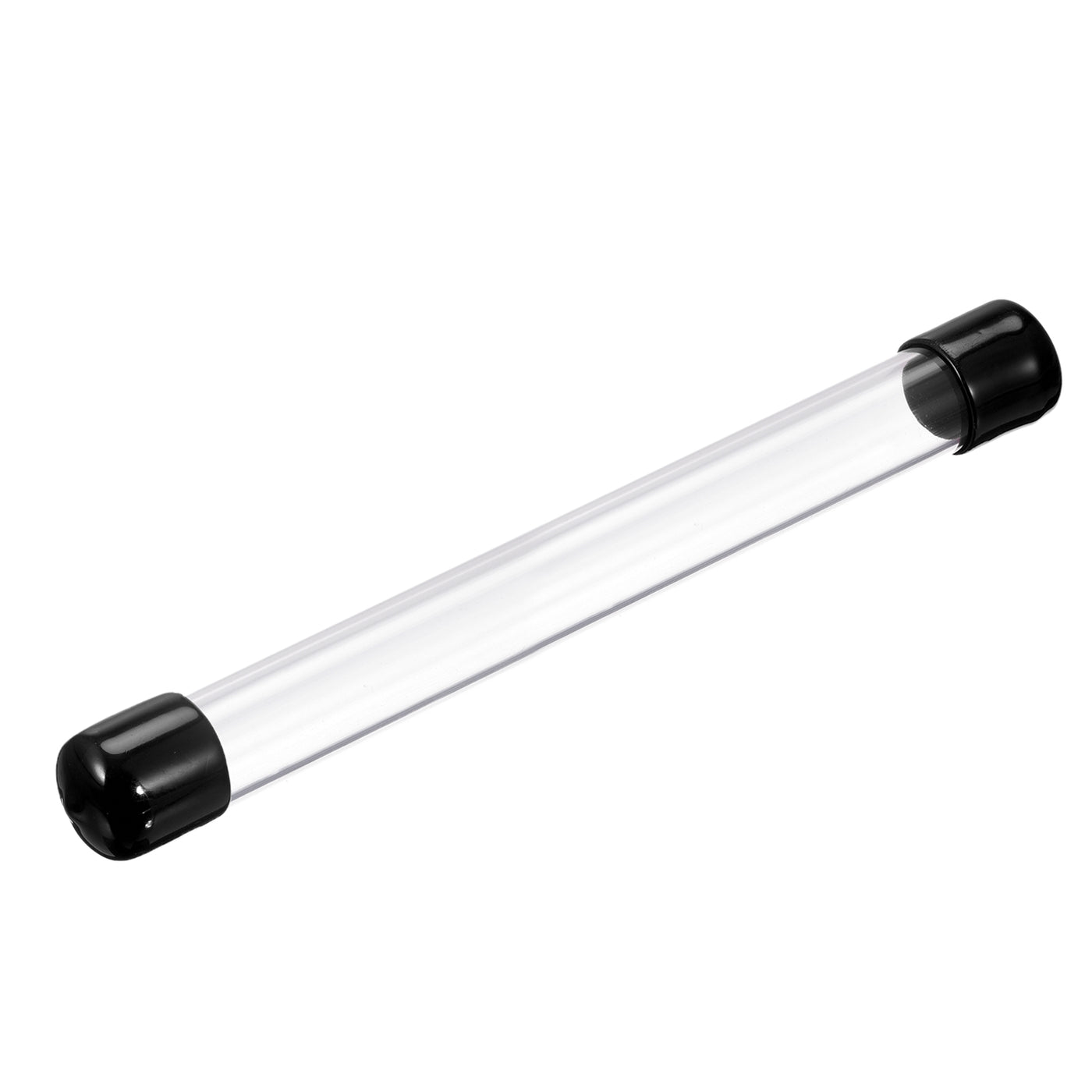 Harfington Clear Rigid Tube Round Plastic Tubing with Black Rubber Caps Polycarbonate Water Pipe, 305mm/ 12 Inch Length, 17mmx20mm/0.67"x0.8", 1 Set