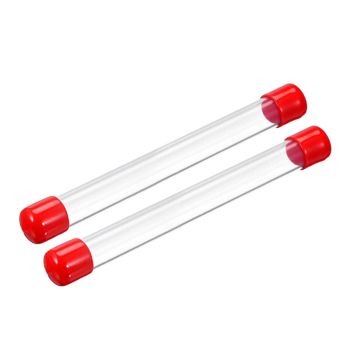 Harfington Clear Rigid Tube Round Plastic Tubing with Red Rubber Caps Polycarbonate Water Pipe, 305mm/ 12 Inch Length, 17mmx20mm/0.67"x0.8", 2 Set