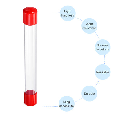 Harfington Clear Rigid Tube Round Plastic Tubing with Red Rubber Caps Polycarbonate Water Pipe, 305mm/ 12 Inch Length, 21mmx25mm/0.83"x1", 2 Set