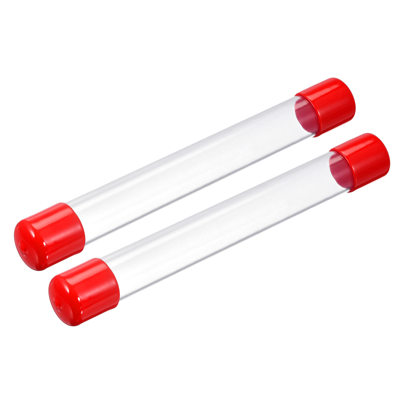 Harfington Clear Rigid Tube Round Plastic Tubing with Red Rubber Caps Polycarbonate Water Pipe, 305mm/ 12 Inch Length, 21mmx25mm/0.83"x1", 2 Set