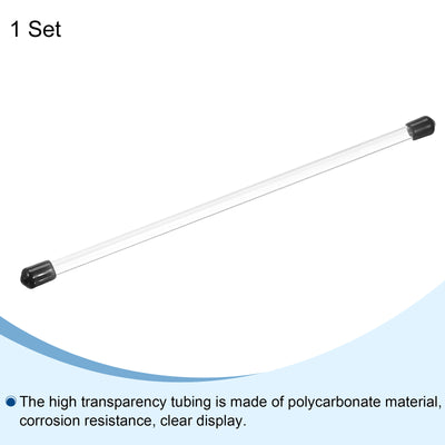 Harfington Clear Rigid Tube Round Plastic Tubing with Black Rubber Caps Polycarbonate Water Pipe, 305mm/ 12 Inch Length, 4mmx6mm/0.16"x0.23", 1 Set